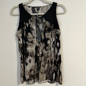NWT elie Tahari $228 Penbrook briar silk Sleeveless Ruffle blouse